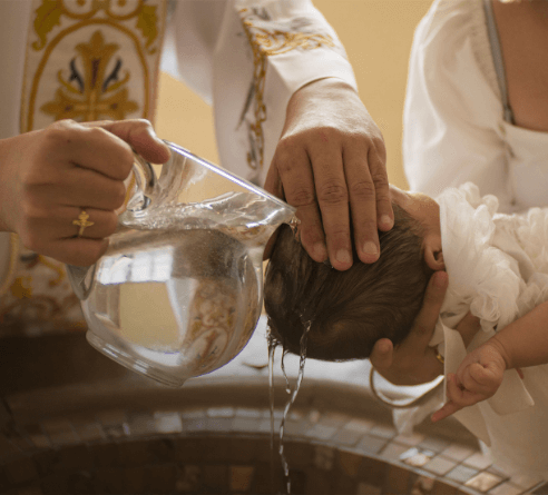 A baby being baptized